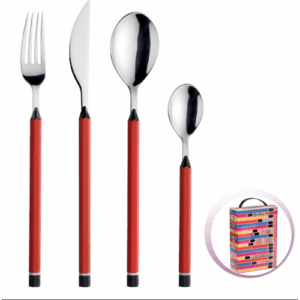 SET 24 BUC MATITE CORAL PINTI INOX