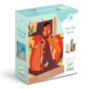 Puzzle cuburi din lemn - Animale de padure DJECO