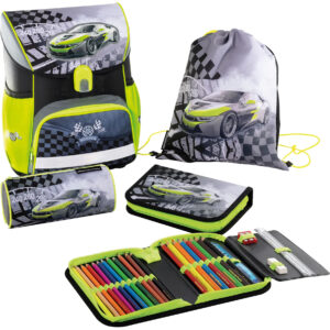 Set de ghiozdane verde 4 buc. masina de curse EBERHARD FABER