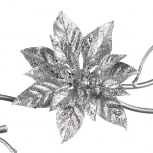 Ornament brad floarea argintiu 15cm GOODWILL