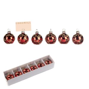 Set 6 buc. Bile pu brad rosu 4cm GOODWILL