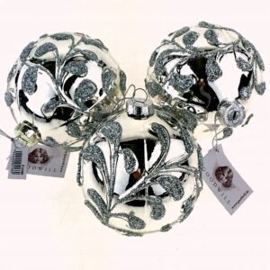 Glob argintiu cu desen frunza 10cm GOODWILL