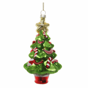 Ornament brad sticla cu bomboane 13cm SHISHI