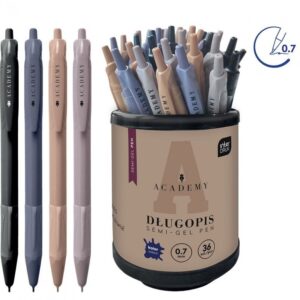 Pix cu buton semi-gel 0,7mm Academy, cu grip, albastru, ass. INTERDRUK