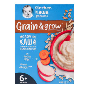 Terci de lapte faina de ovaz-grau cu mar si morcov 6+luni 240g Gerber