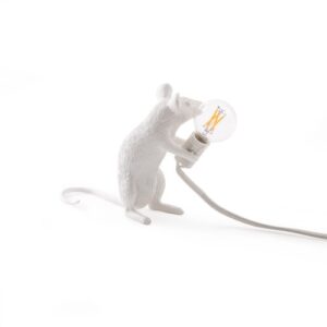 Lampa masa Soarece asezat alb SELETTI