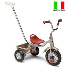 Bicicleta 3 roti cu maner detasabil + cos spate+roti gonflabile alb Italtrike