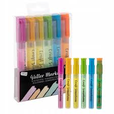 Set 6 markere cu sclipici Grafix
