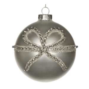 Glob sticla Bijuterie arcul de panglica 10cm silver/alb GOODWILL