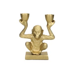 Suport lumanare Maimuta aluminiu aur 15 cm KERSTEN