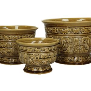 Set 3 ghiveci flori cafeniu Fine Earthenware KERSTEN