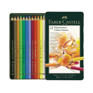 Set creioane colorate Polycromos 12 cul. cutie metalica Faber Castell