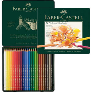 Set creioane colorate Polycromos 24 cul. cutie metalica Faber Castell