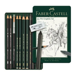 Set creioane grafit 2B-8B, 11 buc. cutie metalica Faber Castell
