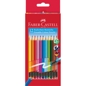 Set creioane colorate cu radiera 12 culori Faber Castell