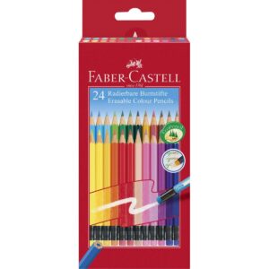 Set creioane colorate cu radiera 24 culori Faber Castell