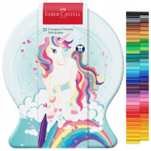Set carioci Unicorn 33 culori, in cutie metalica Faber Castell