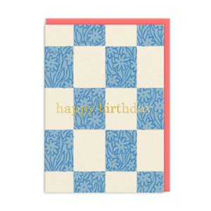Felicitare -Checker floral Happy Birthday OHH DEER