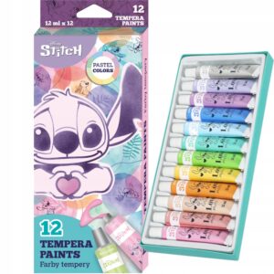 Set tempera pastel 12 buc (12ml) Stitch Disney Fashion COOLPACK