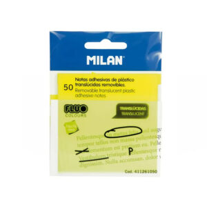 Notite autoadesive transparente 76x76mm, 50 foi, galben, Milan