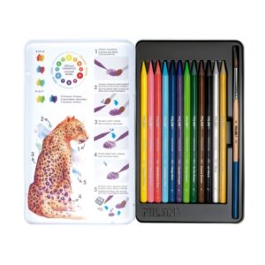 Set creioane colorate acuarela 12 cul., cutie metal, Milan