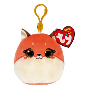 Breloc mascota TY Squish-a-Boos ROXIE - vulpe roz 8,5 cm
