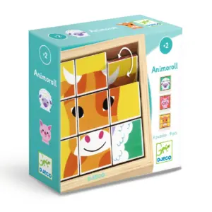 Puzzle cuburi din lemn - Ferma DJECO