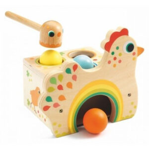 Jucarie lemn cu ciocan si bile DJECO