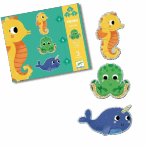 Set de 3 puzzle-uri evolutive cu 4, 6 si 9 piese Ocean Djeco