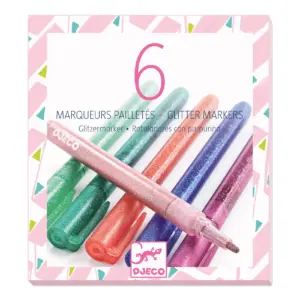 Set 6 markere cu sclipici Sweet Djeco