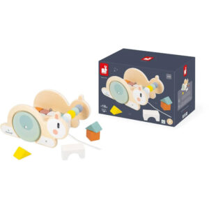 Carucior cu cuburi pe sfoara. mel Janod