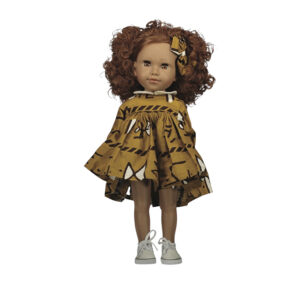 Papusa Fitia Roscata in rochie galben 47cm Urbidolls