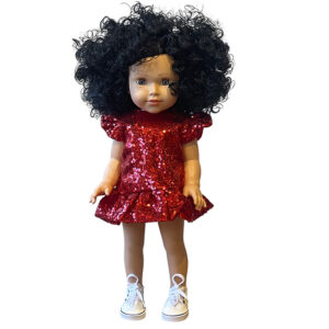 Papusa Elisa in rochie rosu cu paiete 47cm Urbidolls