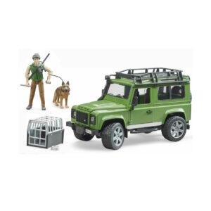 Land Rover Defender, cu figurina de padurar si caine - Bruder