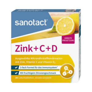 Vitamine Zinc + C + D comp.masticab.copii, adulti N20 Sanotact