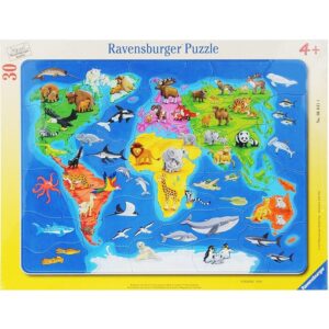 Puzzle Harta lumii cu animale RAVENSBURGER