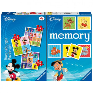 Set 3 puzzle-uri + joc memorie Personaje Disney, 25/36/49 piese RAVENSBURGER