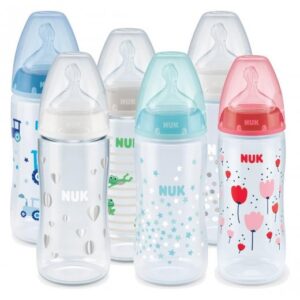 Sticluta NUK First Choice Temp (plastic) 300ml+tetina silicon (0-6luni) (741926)