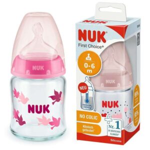 Sticluta NUK First Choice Temp (sticla) 120ml+ tetina silicon (0-6 luni)(M) (747114)