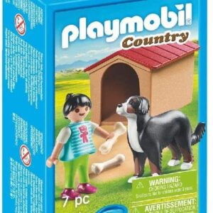 PM70136 Fetita cu caine si cusca pentru caine