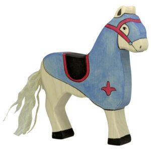 Figurina cal lemn albastru Goki