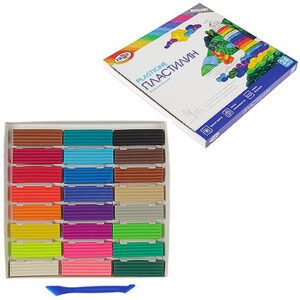 Plastilina GAMMA Clasic 24 culori, 480gr, cu cutitas