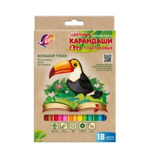 Creioane colorate 18 culori ZOO hexagonal-plastic Луч