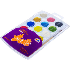 Vopsea acuarela 18 cul. cu pensula (6 cul. sidefate) Creativitate GAMMA UA