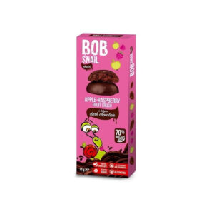 Dulciuri naturale mere-capsuna ciocolata neagra belgiana 30g BOB SNAIL