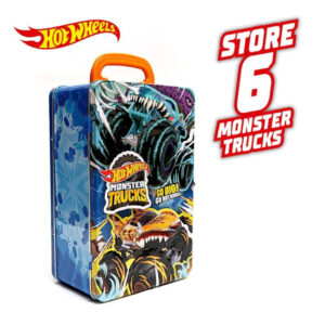 Container din metal pentru depozitarea masinilor Monster Trucks din seria Hot Wheels MATTEL