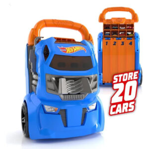 Container portabil pentru senile cu 4 senile Hot Wheels echidistante Masina de curse garaj 2 in 1 Hot Wheels MATTEL