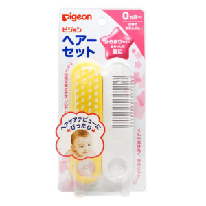 Set pentru par pentru bebelusi Pigeon, perie moale si pieptene, de la 0 luni.