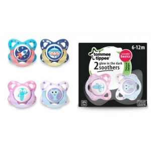 Suzeta Basics Glow Dark latex (6-12 luni) 2 buc.(asortiment)Tommee Tippee
