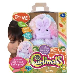 Jucarie pufoasa interactiva Iepurasul PopSy Curlimals cu 50 sunete si reactii la atingere
